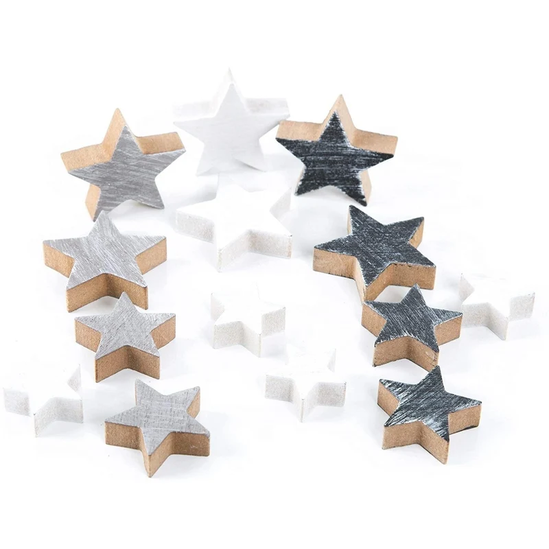 14 Holzsterne grau weiß anthrazit - Streudeko Deko Sterne Weihnachten 2,8 - 4,5 cm