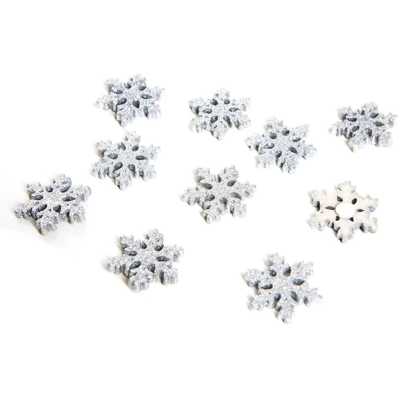 10 kleine Schneeflocken silber weiß glitzernd mit Klebepunkt 2,8 cm