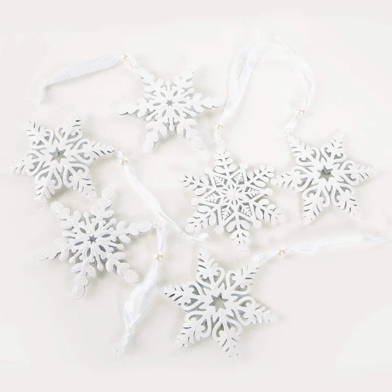 Logbuch-Verlag 6 edle Metall Schneeflocken Anhänger Weihnachten Deko besonders vintage shabby Chic weihnachtliche Anhänger an den Baum Durchmesser 10 cm