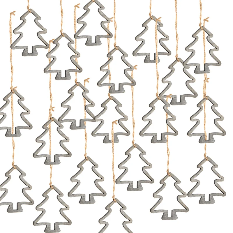 20 Stück Weihnachtsanhänger BAUM GRAU Geschenkanhänger HOLZ Anhänger weihnachtlich Christbaumschmuck 9 cm Weihnachtsbaum HOLZbaum Hänger zum Aufhängen