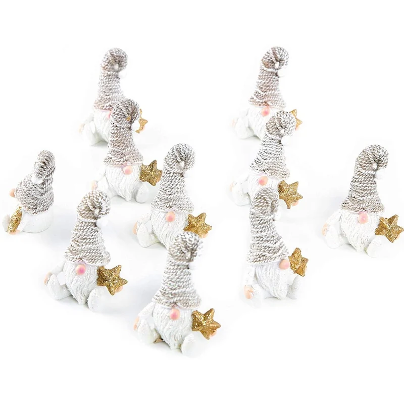 Logbuch-Verlag 10 kleine Wichtelfiguren weiß braun mit goldenem Stern + Glitzer Zipfelmütze 7 cm Wichtelgeschenk Kinder Mini Nikolausgeschenk Deko Weihnachten