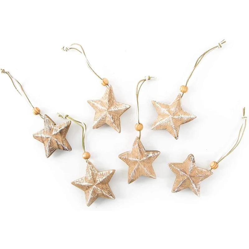 2 x 3 Holzsterne natur Sterne Weihnachtsanhänger Anhänger Weihnachten Holz braun natürlich Baumschmuck Christbaumanhänger