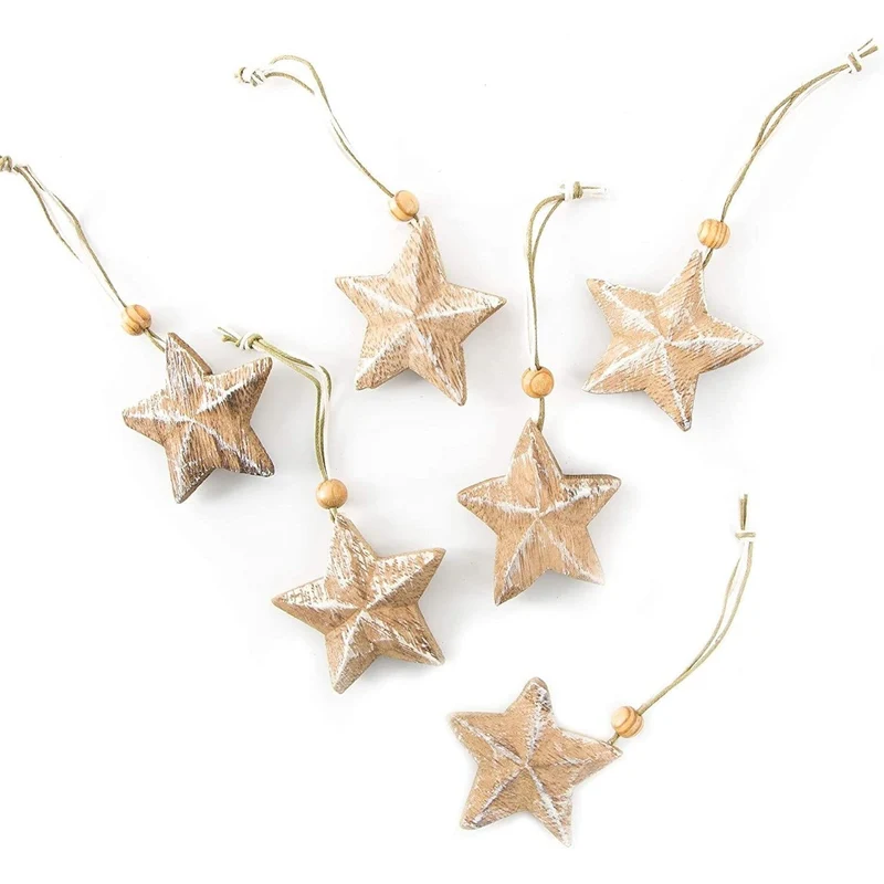 8 x 3 Holzsterne natur Sterne Weihnachtsanhänger Anhänger Weihnachten Holz braun natürlich Baumschmuck Christbaumanhänger