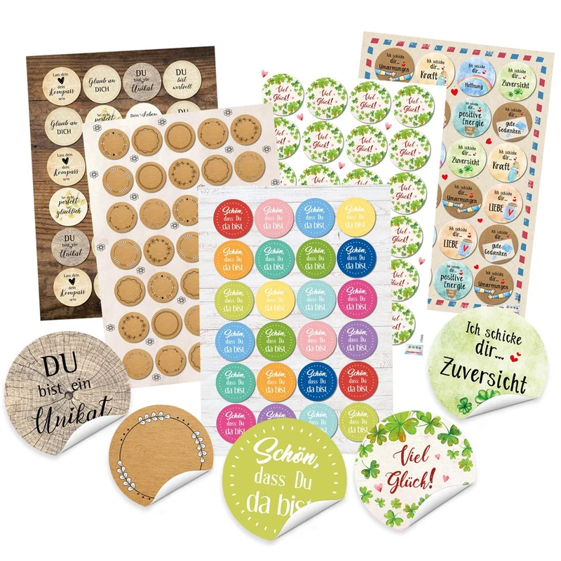 Deko Aufkleber Set - 131 Sticker zu den Themen Motivation Kraft Liebe Freude