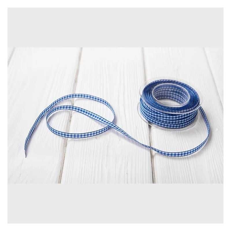 1 Rolle blau-weiß kariertes bayerisches Vichy Karo-Band Geschenkband Bastelband Dekoband Zierband 20 Metern - 10 mm! Bayern-Deko Karomuster Verpackung Geschenke