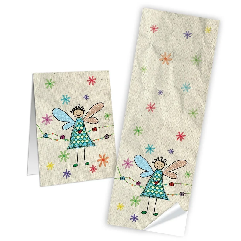 25 Stück Aufkleber Sticker 5 x 14,8 cm KLEINER ENGEL SCHUTZENGEL bunt Geschenkaufkleber Verpackung Geschenke Karten gestalten Deko zum Papier-Tüten zukleben Banderolen Etiketten