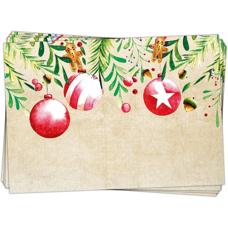 100 Stück Geschenkaufkleber Weihnachten Namensaufkleber Aufkleber Geschenke weihnachtlich ROT GRÜN natur LEBKUCHENMANN 7 x 5 cm Kraftpapier Sticker Namens-Etiketten