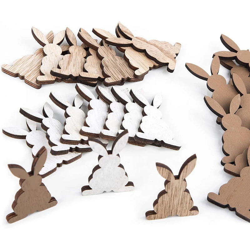 24 mini Osterhasen flach 6,5 cm aus Holz Tischdeko Ostern