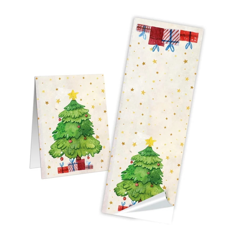 100 lange Weihnachtsaufkleber BAUM grün beige rot Aufkleber Weihnachten 5 x 14,8 cm kleine Geschenkaufkleber Verpackung Geschenke weihnachtlich Papiertüte zukleben