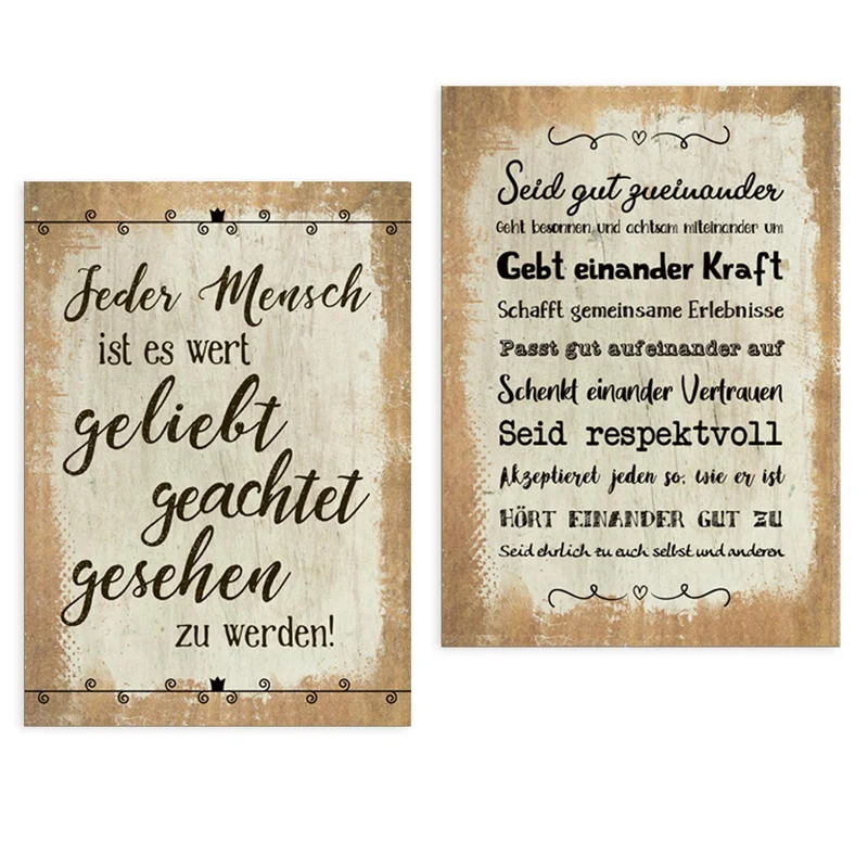 2 Wandbilder mit Sprüchen 21 x 30 cm gold beige Bild Wand Deko Wohnzimmer - Geschenkidee