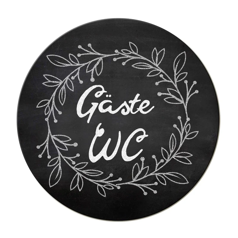 Badezimmer Türschild schwarz „Gäste WC“ in Tafelkreide-Optik (15,5 cm) mit Klebepads