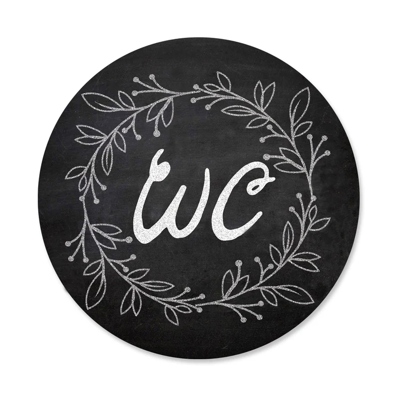 Badezimmer Türschild schwarz WC-Schild schwarz weiß 15,5 cm