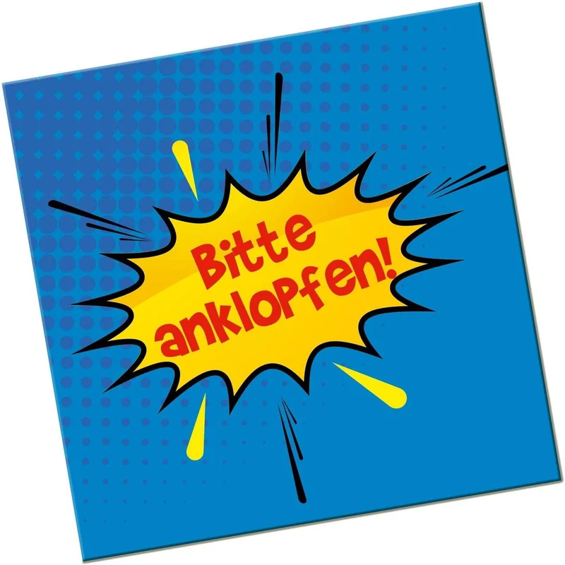 Bitte anklopfen Schild Türschild Wandschild mit Klebepunkten 14 x 14 cm für Büro Arztpraxis Behörden Ämter