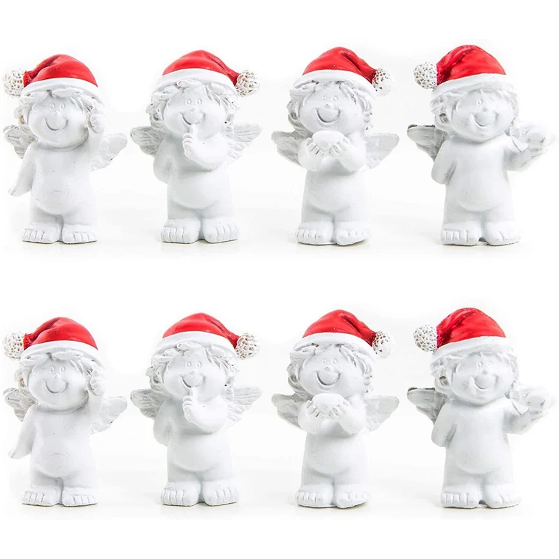 2 x 4 Weihnachten BABY Engel rot weiß MÜTZE 3,8 cm Mini-Engel Figuren Nikolaus Santa give-away Kunden Mitgebsel Geschenk
