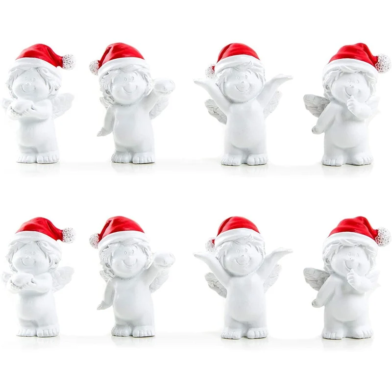 5 x 4 Weihnachten BABY Engel rot weiß MÜTZE 6 cm Mini-Engel Figuren Nikolaus Santa give-away Kunden Mitgebsel Geschenk