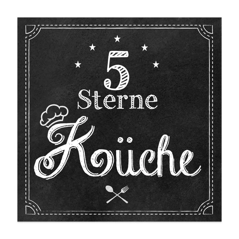 Dekoschild 5 Sterne KÜCHE 30 cm - Wandschild Türschild Küchenschild schwarz weiß