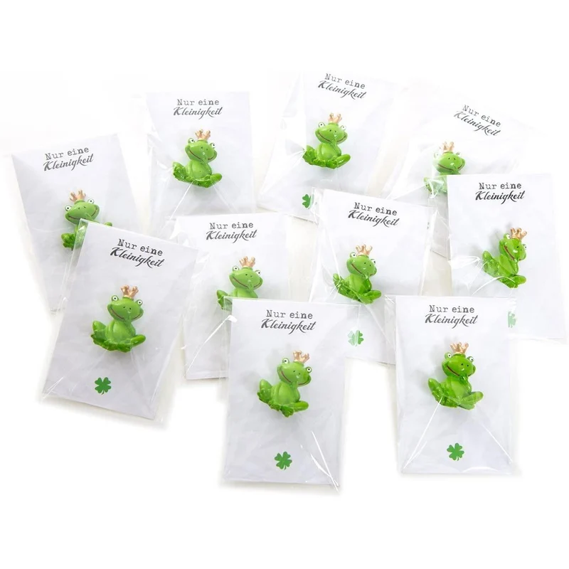 10 Gastgeschenke mit kleinen grünen Fröschen - 3 cm - & Schmuckkarte Nur eine Kleinigkeit