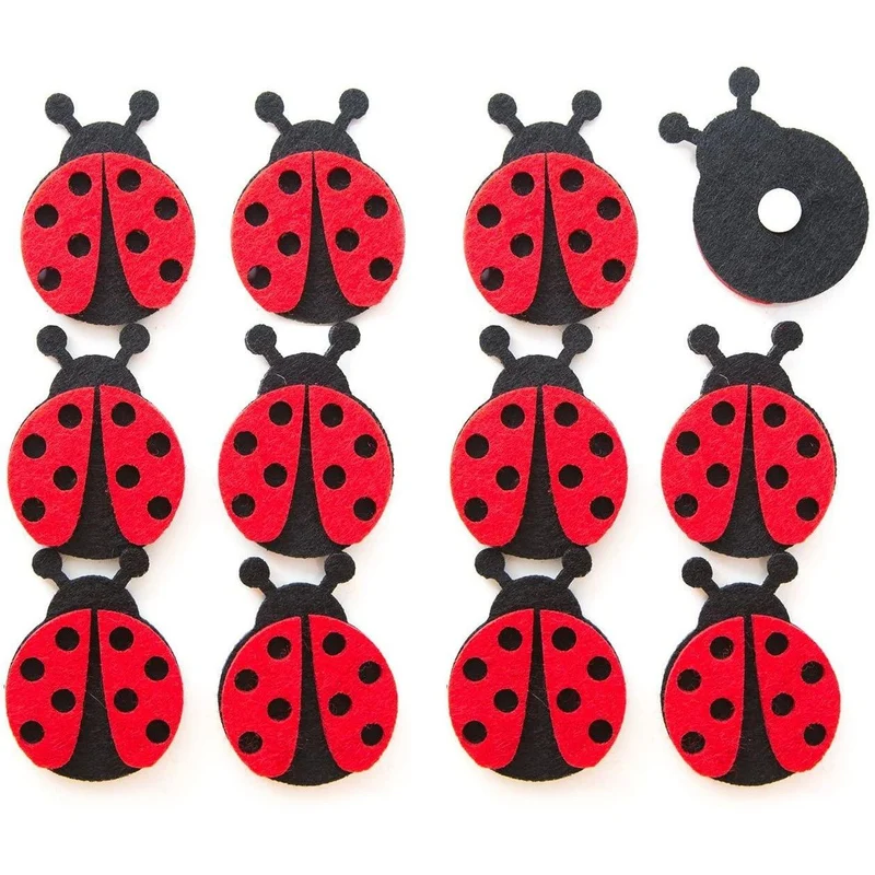 12 Marienkäfer aus Filz 5 cm rot schwarz - Glücksbringer Streudeko mit Klebepunkt