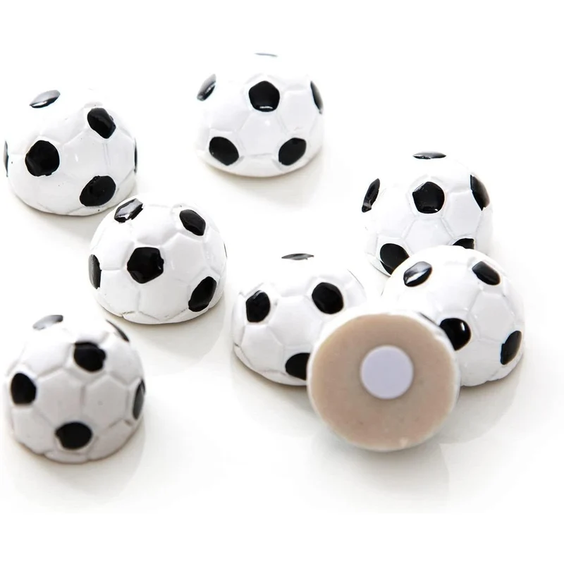 8 mini Fußbälle mit Klebepunkt schwarz weiß 2 cm - Deko Fußball