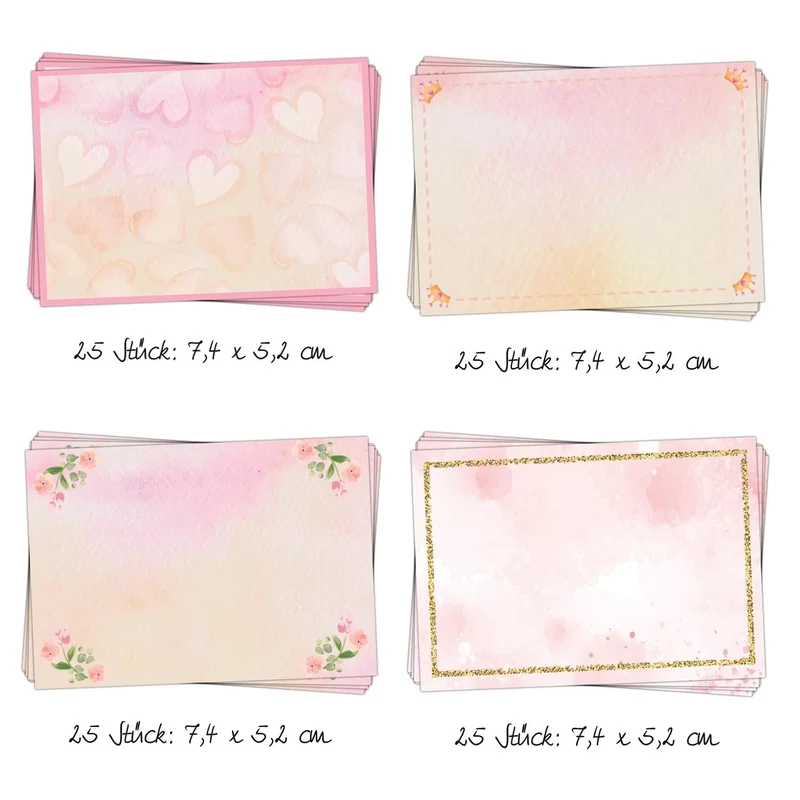 Logbuch-Verlag 4 x 25 kleine Etiketten zum Beschriften Namensaufkleber Adressaufkleber 4 Motive rosa pink gold für Mädchen
