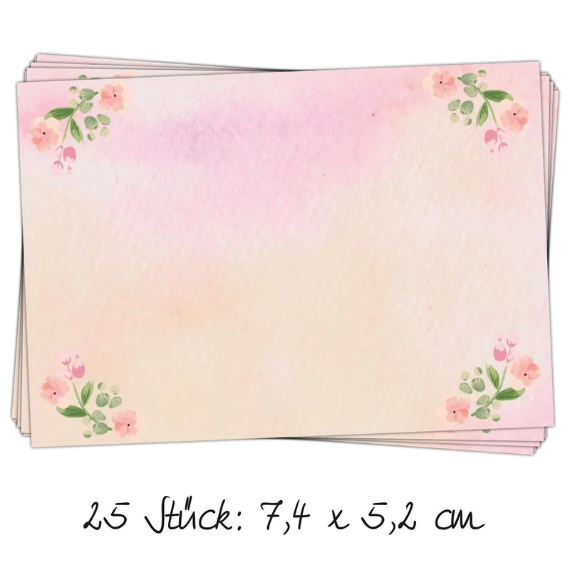 25 kleine Aufkleber rechteckig 7,4 x 5,2 cm Namensaufkleber rosa pink vintage Etiketten für Kinder zum Beschriften