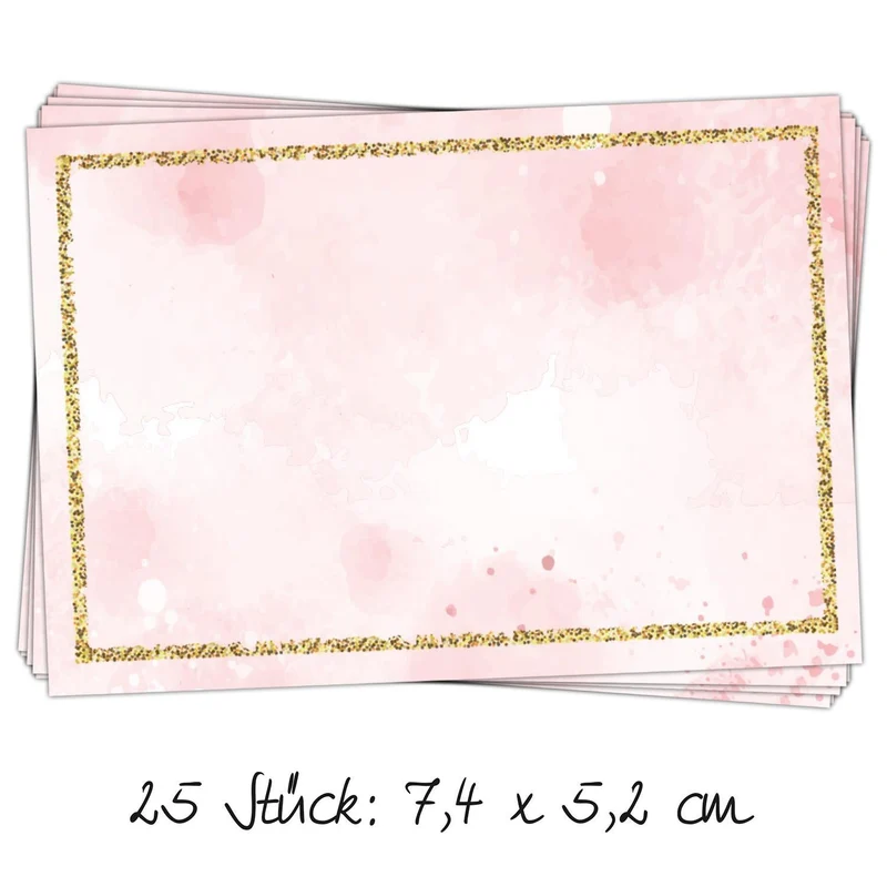 25 Sticker zum Beschriften 7,4 x 5,2 cm - rosa Adressaufkleber Namensaufkleber Etiketten für Mädchen
