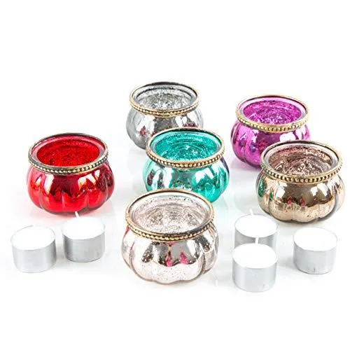 6 bunte orientalische Teelichtgläser Teelichthalter aus Glas - kleines Geschenk Deko