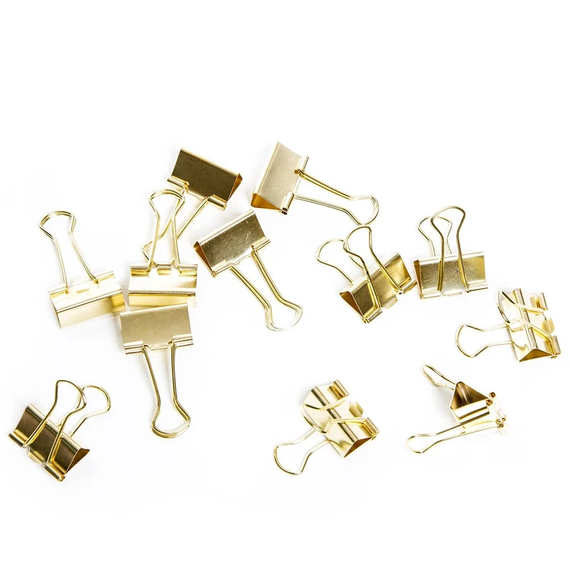 12 Metallklammern gold 2,5 cm - kleine Foldback Klammern Dekoklammern aus Metall