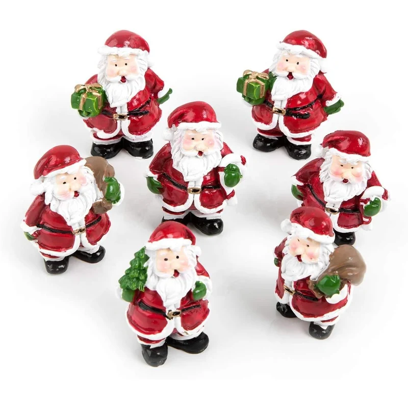 7 kleine Nikolausfiguren 5 cm - Weihnachtsmann Deko Figuren als Give-Away Mini Geschenk Nikolaus