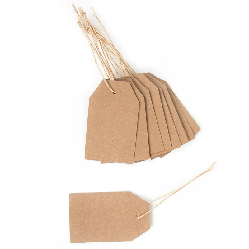 24 kleine Papieranhänger natur braun aus Kraftpapier - Kraftpapieretiketten Anhänger zum Beschriften 6 x 3,5 cm