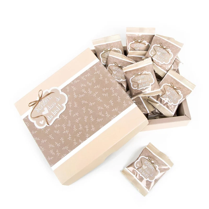 Geschenkkarton Schön, dass du da bist mit 25 Mini-Tüten Fruchtgummi