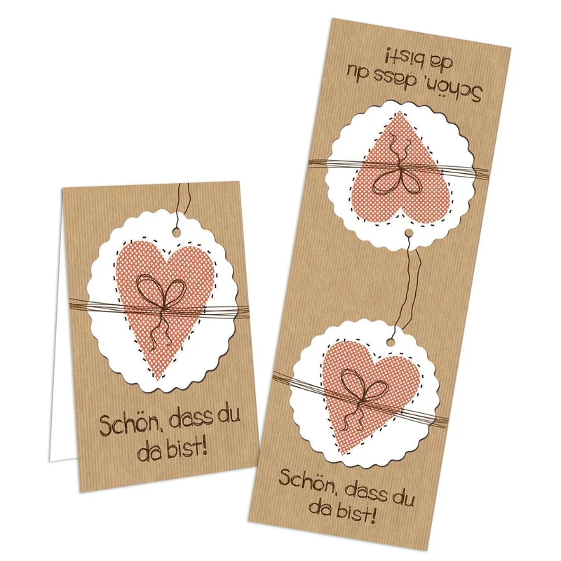 25 Stück Aufkleber 5 x 14,8 cm SCHÖN DASS DU DA BIST HERZ rot gepunktet braun beige natur weiß Gastgeschenke Geschenk-Verpackung Mitgebsel Sticker Banderolen Tischkarten Papiertüten zukleben give-away Tisch-Deko Hochzeit Geburtstag
