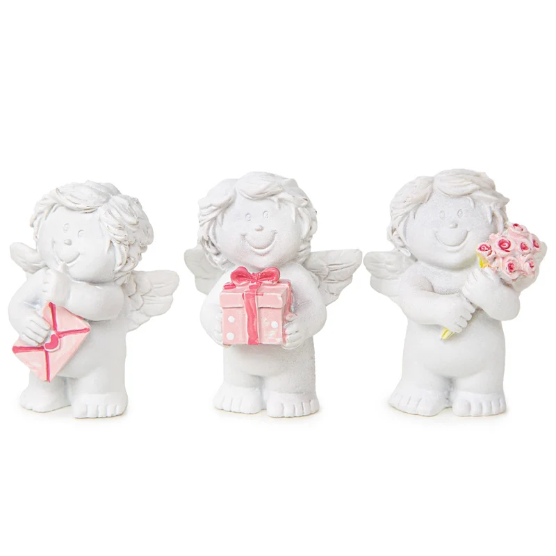 3 kleine Engel weiß rosa I Schutzengel 5 cm