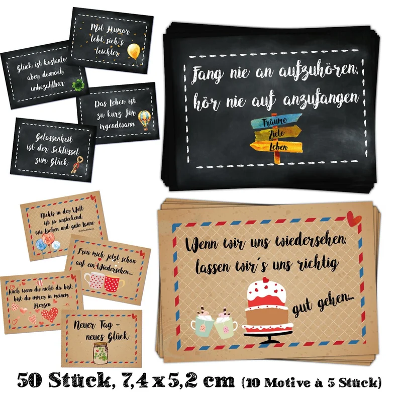50 Sprüche Aufkleber Etiketten 10 x 5 cm Motivationsaufkleber