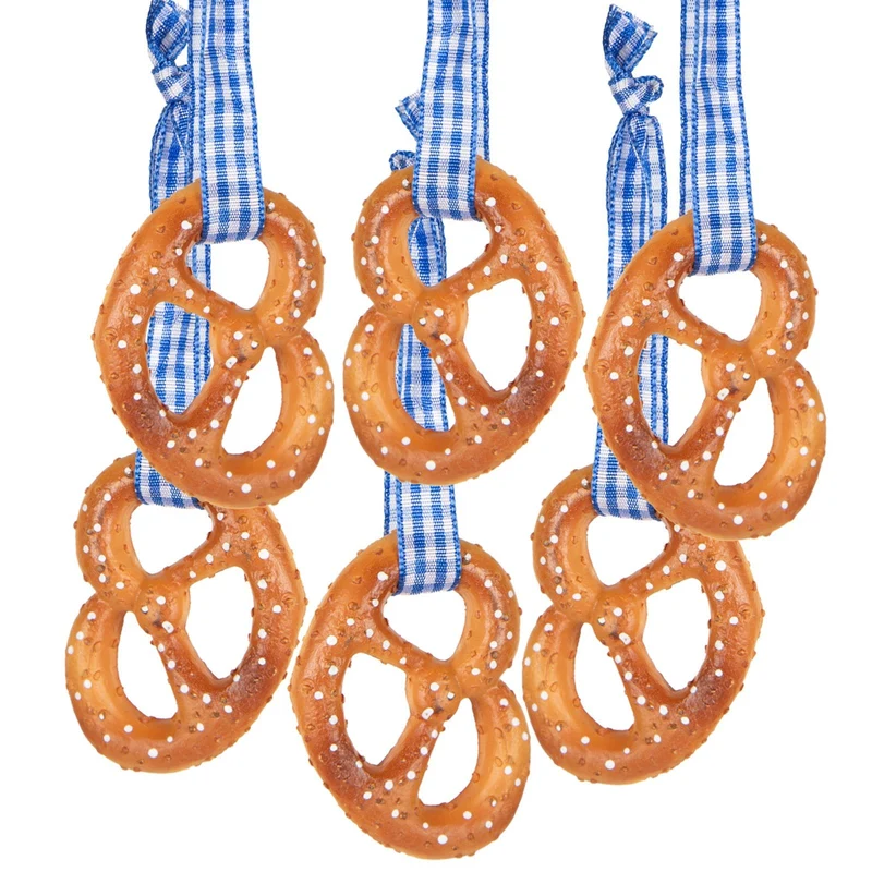 6 Brezeln mit Schnur Bayerische Deko Oktoberfest 5,5 cm