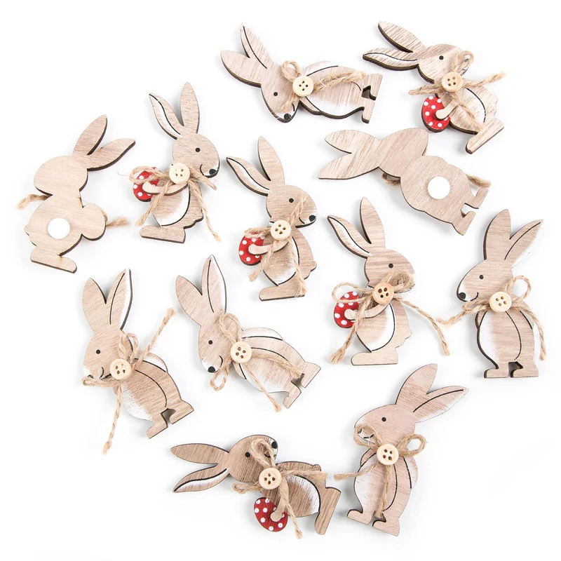 Logbuch-Verlag 12 kleine Mini Hasen Streuteile Streudeko zu Ostern mit Klebepunkt zum Streuen oder Aufkleben Osterhase mit Osterei 8,5 cm
