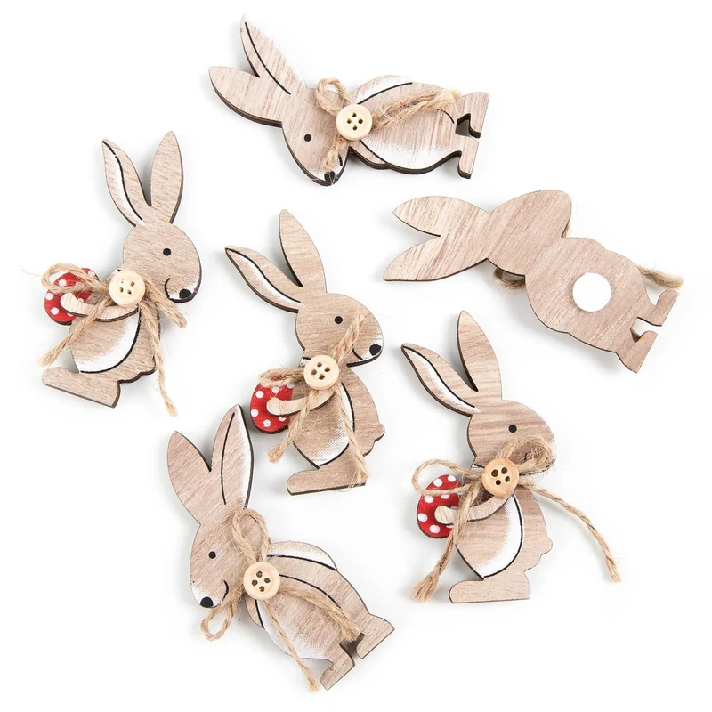 6 kleine Osterhasen aus Holz Osterdeko zum Basteln 8,5 cm