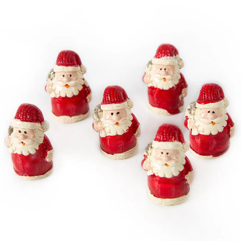 6 mini Weihnachtsmann Figuren Nikolaus Miniatur rot 4 cm