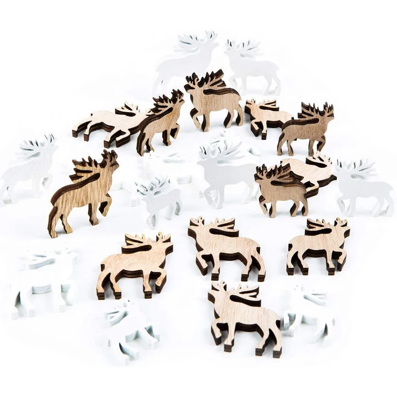 22 kleine Mini Hirsche Geweih Streuteile Rentier braun Natur weiß Set Streuteile Streuartikel Weihnachten