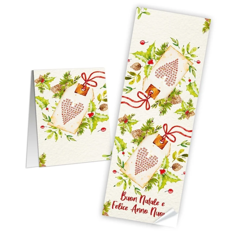 Logbuch-Verlag 25 Aufkleber Weihnachten mit Text BUON NATALE E FELICE ANNO NUOVO - Weihnachtsgruß italienisch - Geschenkaufkleber 7 x 21 cm