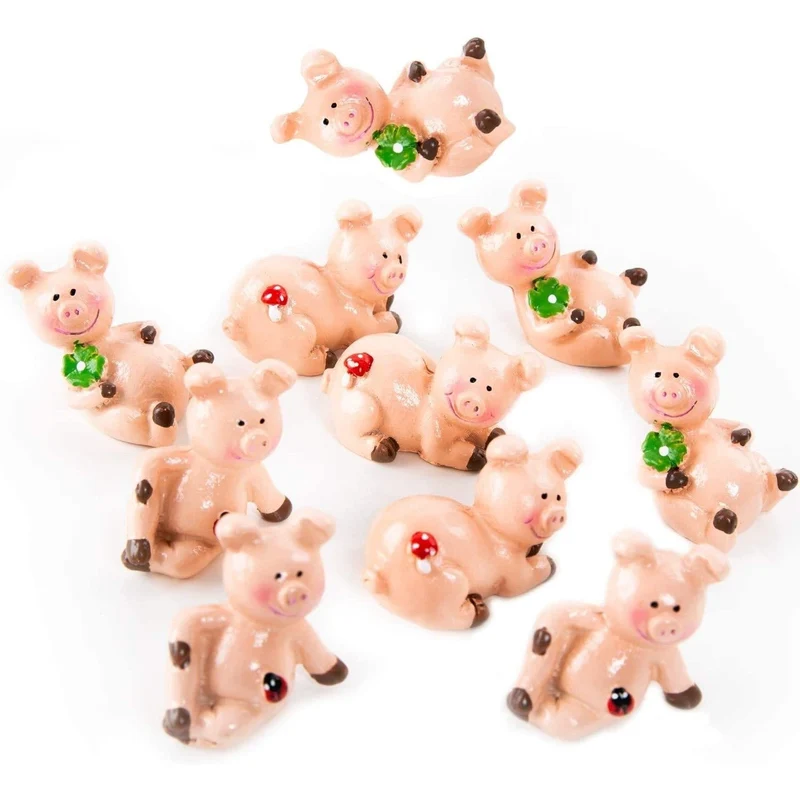 Logbuch-Verlag 10 kleine Glücksschweinchen 4 cm rosa mit Kleeblättern und Marienkäfer - Mini Glücksschweine Glücksbringer zum Verschenken
