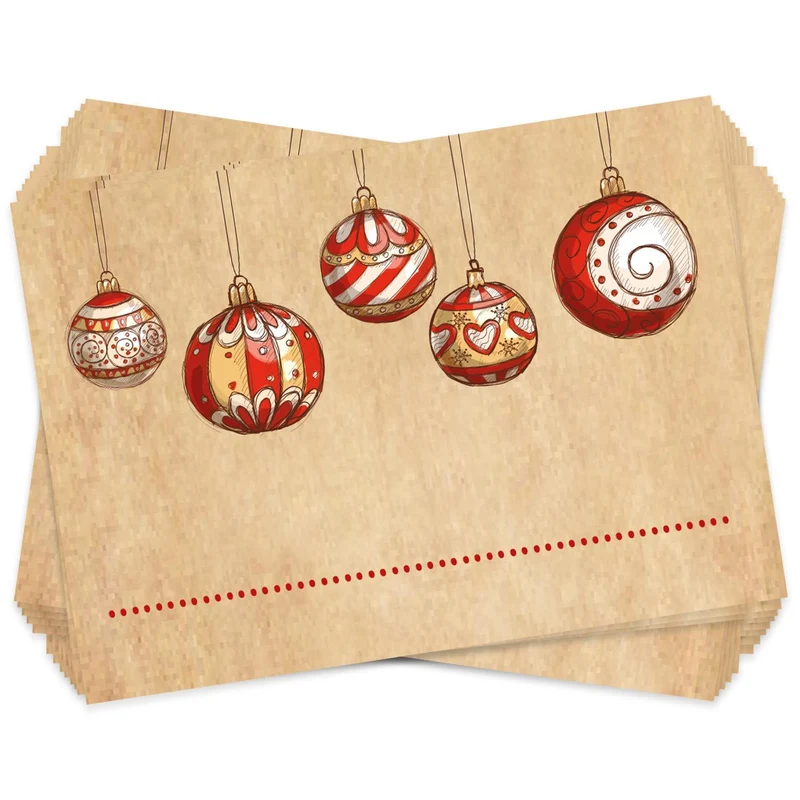 25 Geschenketiketten Weihnachten braun rot zum Beschriften 7,4 x 5,2 cm