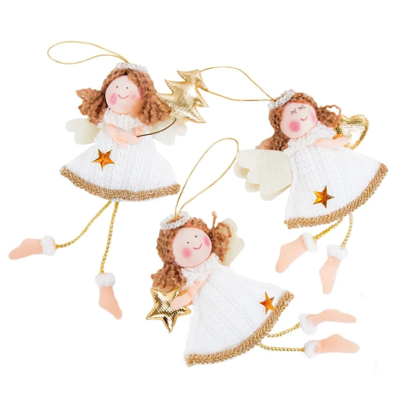 3 Schutzengel Engel Anhänger Weihnachten gold weiß Engelanhänger
