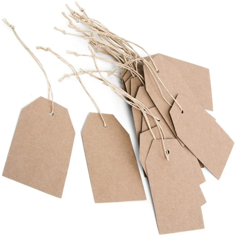 25 Papieranhänger Kraftpapier - 9 x 5,5 cm braun Blanko - zum Aufhängen + Beschriften