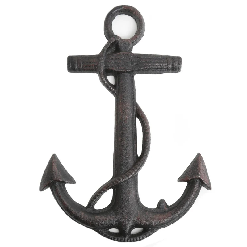 Dunkelbrauner Anker aus Gusseisen in 20,5 cm - maritimes Wandornament zum Aufhängen