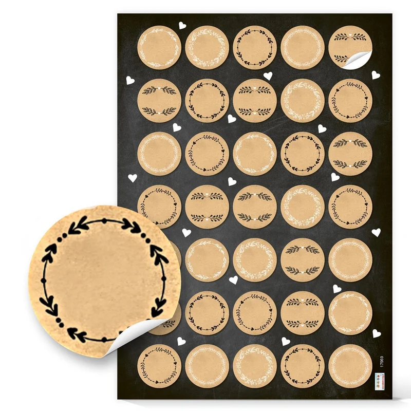 Logbuch-Verlag 140 kleine runde blanko Kraftpapier Aufkleber natur braun beige 3,2 cm Namensaufkleber kleines Geschenk Gastgeschenk Weihnachten Adventskalender Zahlen