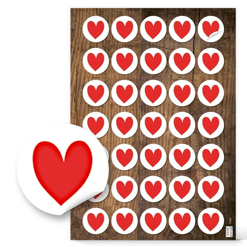 Logbuch-Verlag 140 kleine runde HERZ Aufkleber rot weiß 3,2 cm Ø zur Verpackung basteln Verzierung von Give-away Gastgeschenk Geschenke Weihnachten Hochzeit Valentinstag