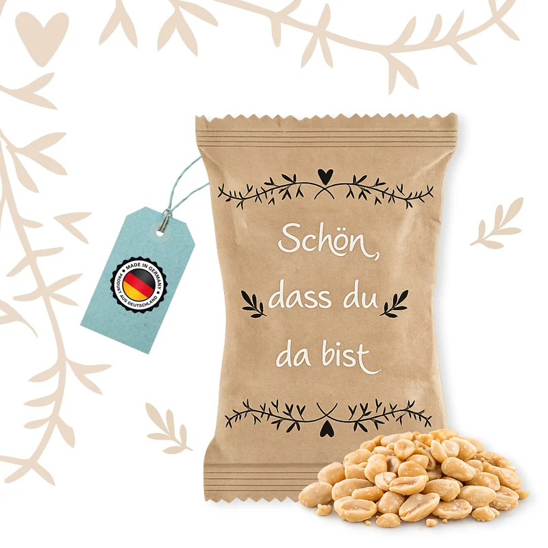 Erdnusstütchen Schön, dass du da bist – Gastgeschenk Hochzeit im Vintage-Design