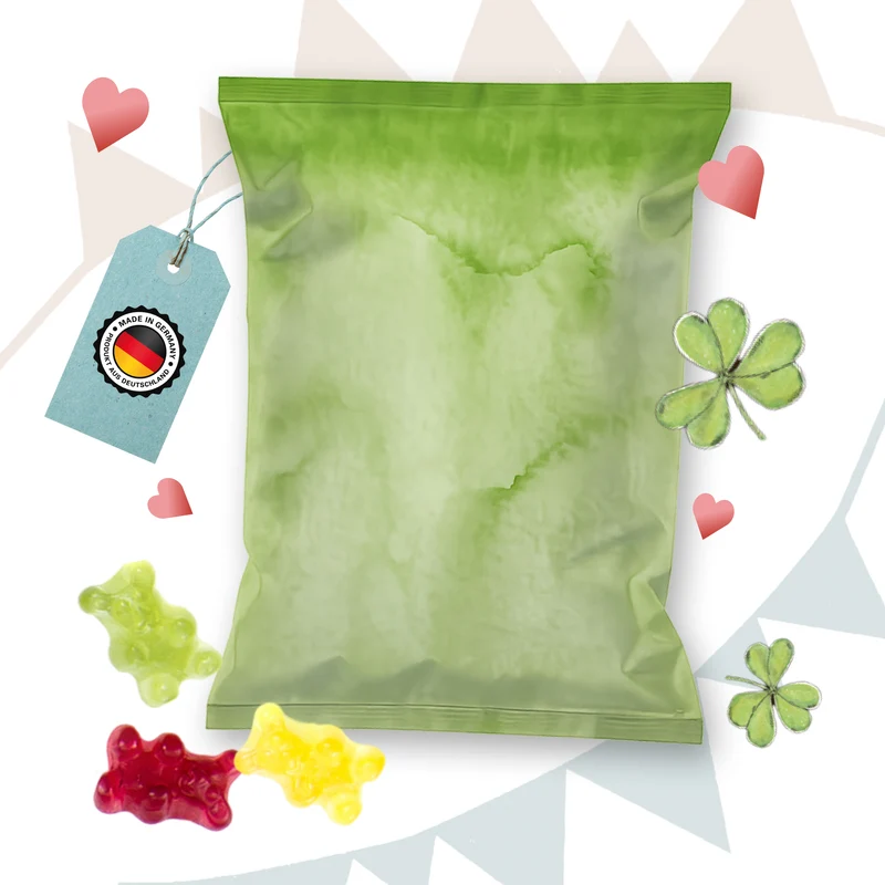 Fruchtgummi Tütchen grün blanko zum Beschriften – Tischkarte und Give-away