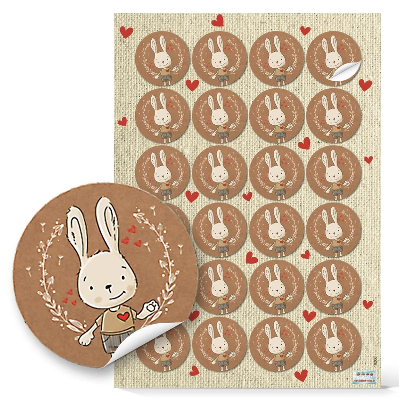 Logbuch-Verlag 24 Osterhase Aufkleber Osteraufkleber Hase Sticker Häschen Ohren Geschenk Deko